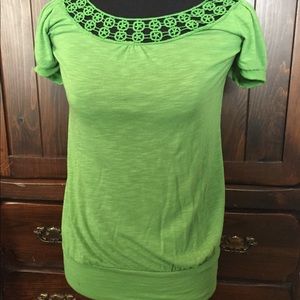 Green Women’s shirt with flowers